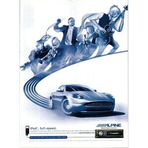 2006 Alpine Car Stereo Audio Vintage Print Ad Aston Martin Coupe iPod Wall Art